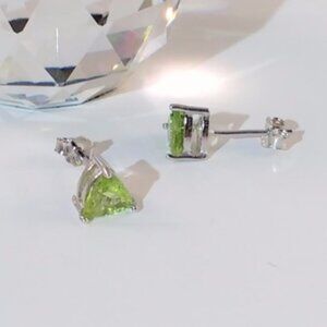 Peridot 6mm Trillion 1.5 cttw Earrings